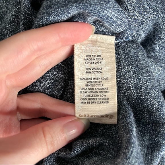 SOFT SURROUNDINGS Summer Maxi Dress M Blue Knit Short Sleeve Pockets. - Picture 4 of 7